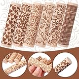 DoubleFill 12 Pcs Clay Modeling Pattern Rollers Kit Polymer Clay Roller Wooden Polymer Clay Texture Roller Pottery Polymer Clay Tools Handmade Clay Rolling Pin for Pottery Ceramics DIY Handcrafts