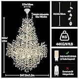 kvtinmty H65'' Silver Tree Branch Crystal High Ceilings Chandeliers,Modern Crystal Staircase Chandelier, D48'' Foyer Chandelier for High Ceiling, Luxury Large Living Room Chandelier, 27-Lights