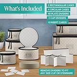 Woffit China Storage Containers - 6 Pack, Quilted Dinnerware & Stemware Set Bins for Packing Dishes and Glasses w/ 48 Felt Protectors - Christmas, Seasonal Storage