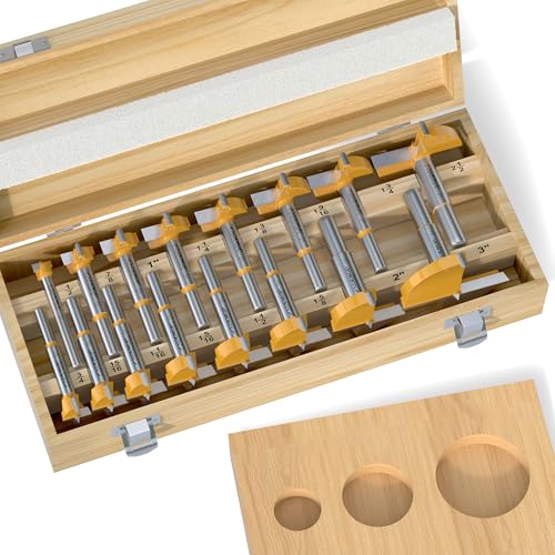XDENGP 16 Pcs Forstner Bit Set, Forstner Drill Bit Set, Carbide Forstner Bit for Woodworking, Wood Drilling Hole Saw Set, Auger Opener, Hole Opener Hinge Hole Cutter for Plastic, Plywood Products