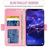 Asuwish Phone Case for Huawei Mate 20 Lite with Tempered Glass Screen Protector and Flower Leather Wallet Flip Cover Credit Card Holder Cell Hawaii Mate20Lite Mate20 20Lite SNE-LX3 Women Men Rose Gold