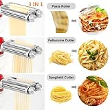 FavorKit Pasta Maker Attachment 3 in 1 Set Compatible for KitchenAid Mixers Plus Hub Knob Screw Accessory Included Pasta Sheet Roller, Spaghetti Cutter, Fettuccine Cutter and Cleaning Brush