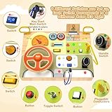 JGOBUB Montessori Toddler Toys - Baby Wooden Busy Board - Sensory Toys with Light Switch - Travel Toys for Educational Toddler Activities for Toddlers 1 2 3 4+ Year Old