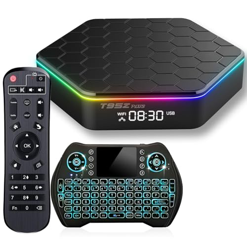 2025 Android TV Box 12.0 4GB RAM 64GB ROM 6K TV Box Android 4K Wi-Fi 6, T95Z Plus Android TV Box H618 Chip Support Dual-WiFi 2.4G/5G Android Box 3D HDR10+ Bluetooth 5.0 USB with Mini Wireless Keyboard