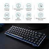 RK ROYAL KLUDGE RK68 Wireless Hot Swappable 65% Mechanical Keyboard, 68 Keys Compact BT5.0 Gaming Keyboard with Stand-Alone Arrow/Control Keys, Black, Quiet Red Switch