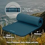 Retrospec Solana Yoga Mat 1" Thick w/Nylon Strap for Men & Women - Non Slip Exercise Mat for Home Yoga, Pilates, Stretching, Floor & Fitness Workouts - Ocean Blue