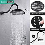 Homekicen Shower Faucet-Sets with Tub Spout: Antique Rain Shower System, 9 inch Wall Mount Rainfall Head and Handheld Spray, 3 Way Diverter Brass Valve with Trim Kit, Matte Black