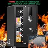 5.3 Cuft Extra Large Biometric Safe Box, Personal Safes for Home Use Fire and Water Proof with Fingerprint Lock, Fireproof Safe with Fireproof Waterproof Bag, Security Safety Box for Home Office