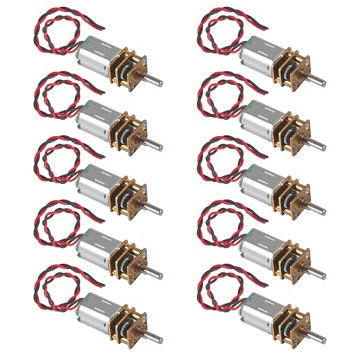 DIANN 10pcs Mini Micro N20 Gear Motor DC 3V-6V Slow Speed Full Metal Gearbox DIY Robot Car