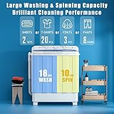 Auertech Portable Washing Machine, 28lbs Twin Tub Washer Mini Compact Laundry Machine with Drain Pump, Semi-automatic 18lbs Washer 10lbs Spinner Combo for Dorms, Apartments, RVs