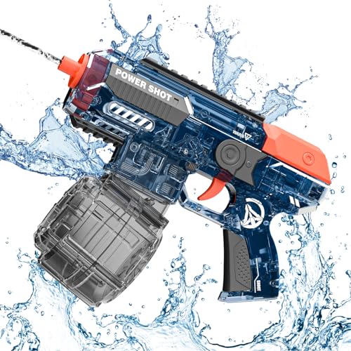 YOOYID Rechargeable Electric Water Toy Gun, High Powered Water Toy Guns for Adults Kids, Automatic Water Toy Gun Without Leaks, Waterproof Squirt Toy Gun, Up to 32 FT Range, 500cc & 50cc Magazine