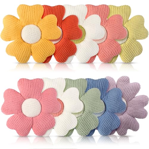 Beeveer 10 Pcs Cute Flower Pillow 15.75 Inch Flower Plush Throw Pillows Aesthetic Decorative Seating Cushions for Back to School First Day of School for Sofa Couch Bed Decor