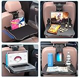 Car Back Seat Tray Table - Stable Foldable Auto Backseat Food Trays Desk for Rear Passenger Road Trip Eating & Work, Multifunctional Adjustable Travel Tray with Phone Drink Holder for Laptop iPad