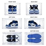 12 Pack Acrylic Clear Shoe Boxes– Ultra Clear Plastic Stackable Sneaker Storage For Sneakerhead. Professional Grade Shoe Display Case with Magnetic Door .Boots and Hat Organizer.Fits US Size 15