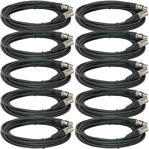 10Pack 25 FT Foot XLR 3 Pin Male Female MIC Microphone Shielded Audio Cable Cord