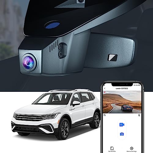 Fitcamx 4K Dash Cam Suitable for Volkswagen Tiguan 2018-2024 S SE R-line Black SEL (HD2-6179), OEM Look, UHD 2160P Video, WiFi & APP, Loop Recording, Parking Mode, G-Sensor, Easy to Use, 64GB Card