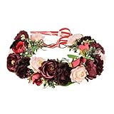 DreamLily Maternity Woodland Photo Shoot Peony Flower Crown Hair Wreath Wedding Headband BC44 (Style 12 Burgundy Camellia)