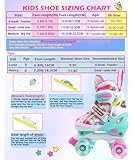 Rainbow Unicorn Kids Roller Skates for Girls Boys Toddler Ages 8-12,4-Pejiijar Adjustable Roller Shoes with Luminous Wheels for Birthday Xmas Gifts.