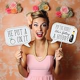 Bridal Shower Photo Booth Props - 41-pc Photo Booth Kit with 8 x 10-Inch Sign, 60 Adhesive Pads, 45 Sticks - Team Bride Photo Booth Props - Bachelorette Props Photo Booth