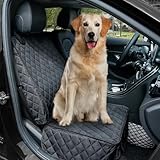 PETICON Waterproof Front Seat Car Cover 2 Pack, Full Protection Dog Car Seat Cover with Side Flaps, Nonslip Scratchproof Captain Chair Seat Cover Fits for Cars, Trucks, SUVs, Jeep, Black