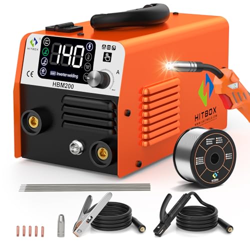 HITBOX 3 in 1 Welder Machine 110v 140A MIG/Lift TIG/Stick Portable Flux Core Welding Gasless Wire Maquina de Soldar Upgraded Handheld Welder Gun Welding Kit High-End Chip with IGBT Inverter LED
