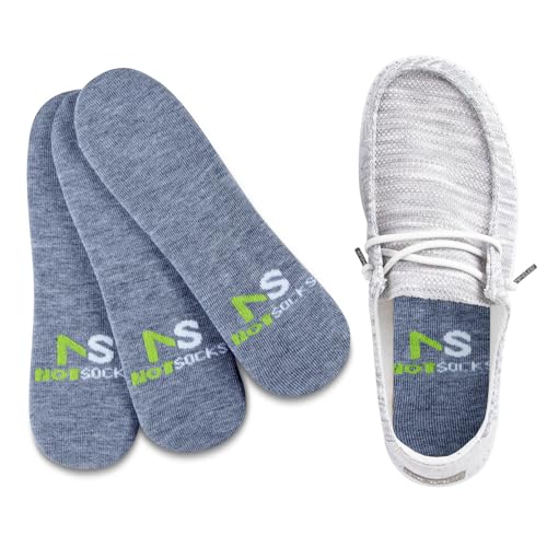 Sockless Insole Covers for Flats & Sneakers – No Show Shoe Liners for Odor Control – NotSocks™ (3 Pack Grey)