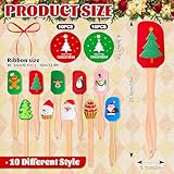 Whaline 10Pcs Christmas Silicone Spatula Xmas Tree Santa Spatula with Wooden Handle Xmas Snowman Dish Pan Scraper Cute Pancake Spatula with Tag & Ribbon for Kitchen Baking Mixing Cooking