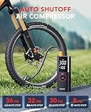 Tire Inflator Portable Air Compressor, Rechargeable Air Pump for Car Tires, 150PSI Portable Tire Inflator, Cordless Bike Pump with Pressure Gauge, LCD Dual Screen, for Motorcycles, Balls and More