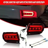 GTINTHEBOX 3D Optic Red LED Rear Bumper Reflectors Brake Tail Light Lamps Kit For TOYOTA Land Cruiser PRADO FJ150 2010 2011 2012 2013 2014 2015 2016 2017 2018