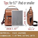 WEIXIER Small Shoulder Bag for Men Leather Crossbody Man Purse Handbag Satchel Messenger Travel Bags for iPad 9.7" Work Office Business Brown