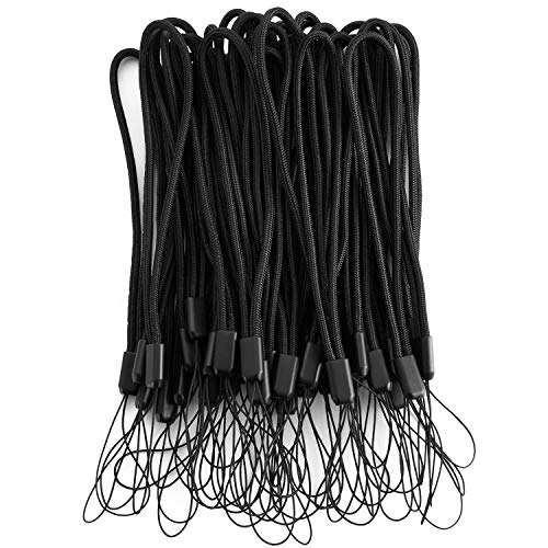 AMUU 50 Pack Wrist Lanyards Short Black Hand Wrist Lightweight Lanyard Strap String for USB Keys Keychains ID Name