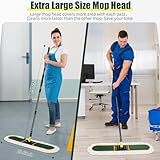 24" Commercial Dust Mop for Floor Cleaning, Heavy Duty Large Mop with Replacement Mop Pads, Industrial Duster Floor Wet Dry Mop for Cleaning Office Garage Hardwood Warehouse Factory Mall