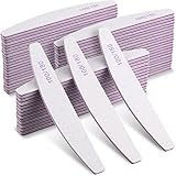 150 Pcs 100/180 Grits Nail Files Bulk Doubled Sided Emery Boards Reusable Curved Coarse Nail Buffers Manicure Tools for Acrylic Natural Toenails Home and Salon Use