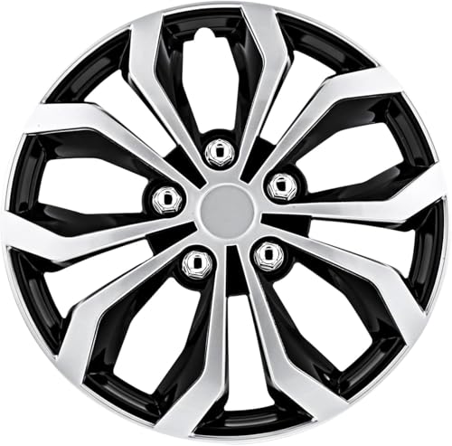 Pilot Automotive WH553-17S-BS 17 Inch Spyder Black & Silver Universal Hubcap Wheel Covers For Cars - Set Of 4 - Fits Most Cars