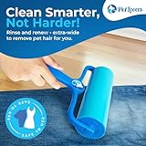 PetLovers 6.3" Mega EzRoll Reusable Lint Roller - Sticky for Life Multi-Purpose Pet Hair, Dust, & Lint Remover for Clothing, Upholstery, & Cars - Sustainable, Washable & Efficient