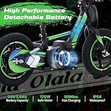 OLALA Electric Dirt Bike for Kids Aged 3-6, 170W Racing Grade Electric Motorcycle, New Aluminum Frame with 2 Power Modes, 24V Detachable Battery, 12IN Knobby Tires