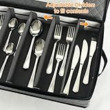 VERONLY 2 Pack Flatware Utensil Storage - Sturdy Silverware Storage Box with Dividers, 5 Compartment Flatware Storage Case with Handles and Removable Lid for Moving&Protected(Dark Gray)