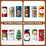 MarJunSep 12 Pairs Kids Christmas Socks Boys Girls Children Toddlers Funny Colorful Cute Cotton Holiday Socks Gifts (Christmas A, 3-5 Years)