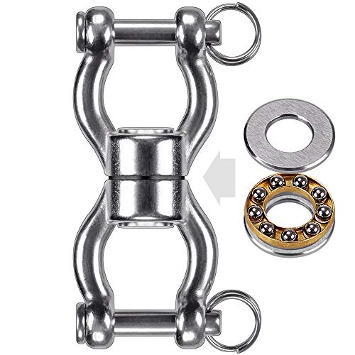 SELEWARE Silent Bearing Swing Swivel, 360° Rotational Device Hanging Accessory with 2 Removeable Buckle for Tree Swing, Hammock Chair, Climbing Rope, Yoga, Kids Swing Swivel, 1200LB Capacity