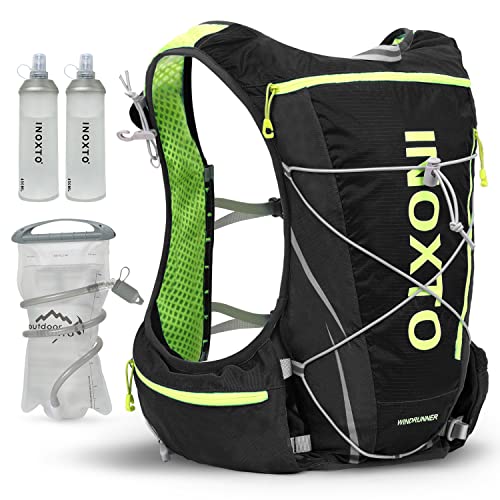 INOXTO Hydration Vest Backpack,Lightweight Water Running Vest Pack with 1.5L Water Bladder Bag Daypack for Hiking Trail Running Cycling Race Marathon for Women Men Kids (Black (M/L))