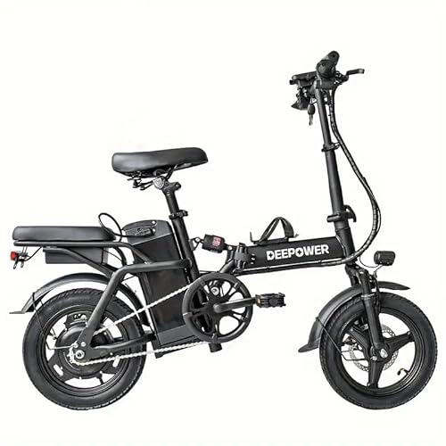 DEEPOWER Electric Bike, 400W Motor, Foldable EBike, 48V 10Ah Battery, 20MPH, 14" Electric Bike for Adults Teens, Multi-Shock Absorption, Dual Suspension, UL 2849 Certification