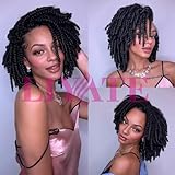 Spring Twist Hair - 8 Inch 6 Packs Spring Twists Crochet Hair for Women Black Synthetic Braiding Hair Low Temperature Fluffy Bomb Twist Hair Extensions, 1B