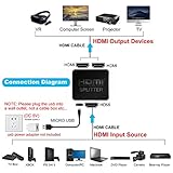 avedio links HDMI Splitter 1 in 2 Out [with 4 Feet HDMI Cable] 4K 1x2 HDMI Splitter Duplicate/Mirror Screen Only (Not Extend), Copy 1 Source to 2 HDMI Displays at The Same Time