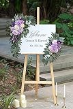 Olalaka Faux Flower Swag Set of 2 for Wedding Welcome Signs Floral Decorations, Purple Wedding Arch Flowers for Wedding Ceremony (Lilac & Purple & Cream)