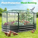 Quictent Galvanized Raised Garden Bed Kit with Self Watering System and Mesh Cover, Large Oval Metal Outdoor Planter Garden Boxes for Vegetables Herbs Flowers, 6x3x1Ft