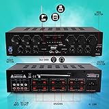 Pyle Wireless Bluetooth Home Audio Amplifier System-Upgraded 6 Channel 750 Watt Sound Power Stereo Receiver w/USB, Micro SD, Headphone,2 Microphone Input w/Echo, Talkover for PA - PTA62BT.5