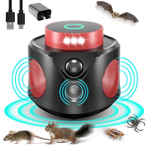 Mouse Repellent Ultrasonic Plug in, Mice Repellent Indoor Ultrasonic Pest Repeller Indoor 2024 Upgraded Rodent Repellent, 360° Ultrasonic Rodent Repeller with PIR Sensor & LED Strobe Light for Indoor