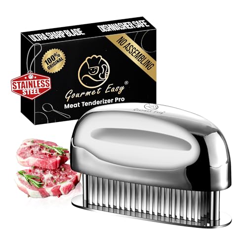 Meat Tenderizer Tool, Easy to Clean, One Piece Design - No Disassembly Needed, Ultra Sharp Needle Blades 100% Stainless Steel, Heavy-Duty Kitchen Gadgets, Meat Needle, Cooking Gadget for Tenderizing