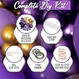 ALL-IN-1 Purple and Gold Balloon Arch & Garland Kit – Small and Large Purple Gold Balloons with Gold Confetti – Lavender, Dark Purple, Pastel Purple Lilac Party Decorations for Birthday and Graduation