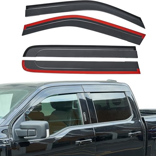 JOYTUTUS Vent Visor Compatible with 2015-2024 Ford F150, 2017-2024 F-150 Raptor Crew Cab, Outside Mount Car Window Rain Guards Deflectors, Vent Shades Accessories